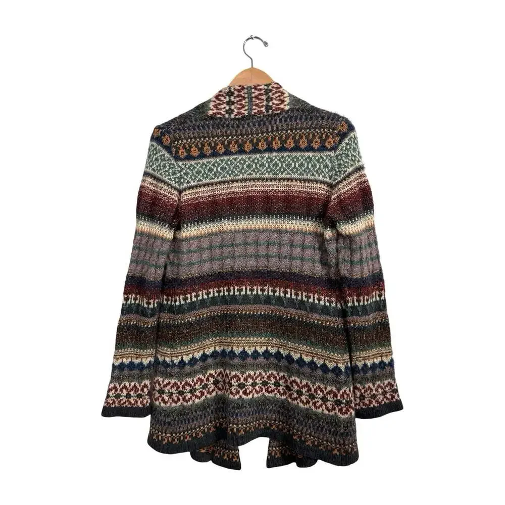 Orvis Women’s Multicolor Fair Isle Knit Open Front Long Sleeve Cardigan Sweater